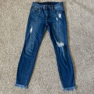 STS Blue Emma Ankle Skinny jeans blue mid rise fray hem denim women’s size 24